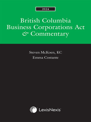 cover image of British Columbia Business Corporations Act and Commentary